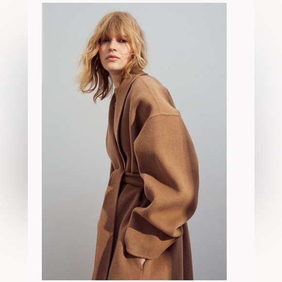 Zara Brown 100% Wool Oversized Coat - Picture 2 of 11
